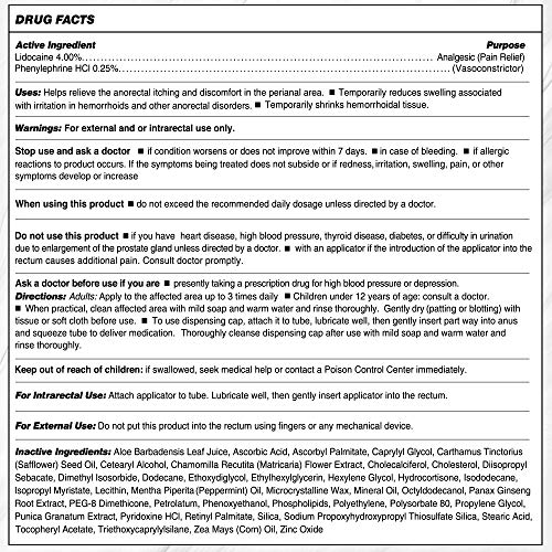 Ebanel Hemorrhoid Treatment Ointment, 1.6 Oz Lidocaine Anal Fissure Anesthetic Cream for Pain, Burning, Itching, Swelling, Bleeding with Phenylephrine, Hydrocortisone, Aloe, Chamomile, Vitamins