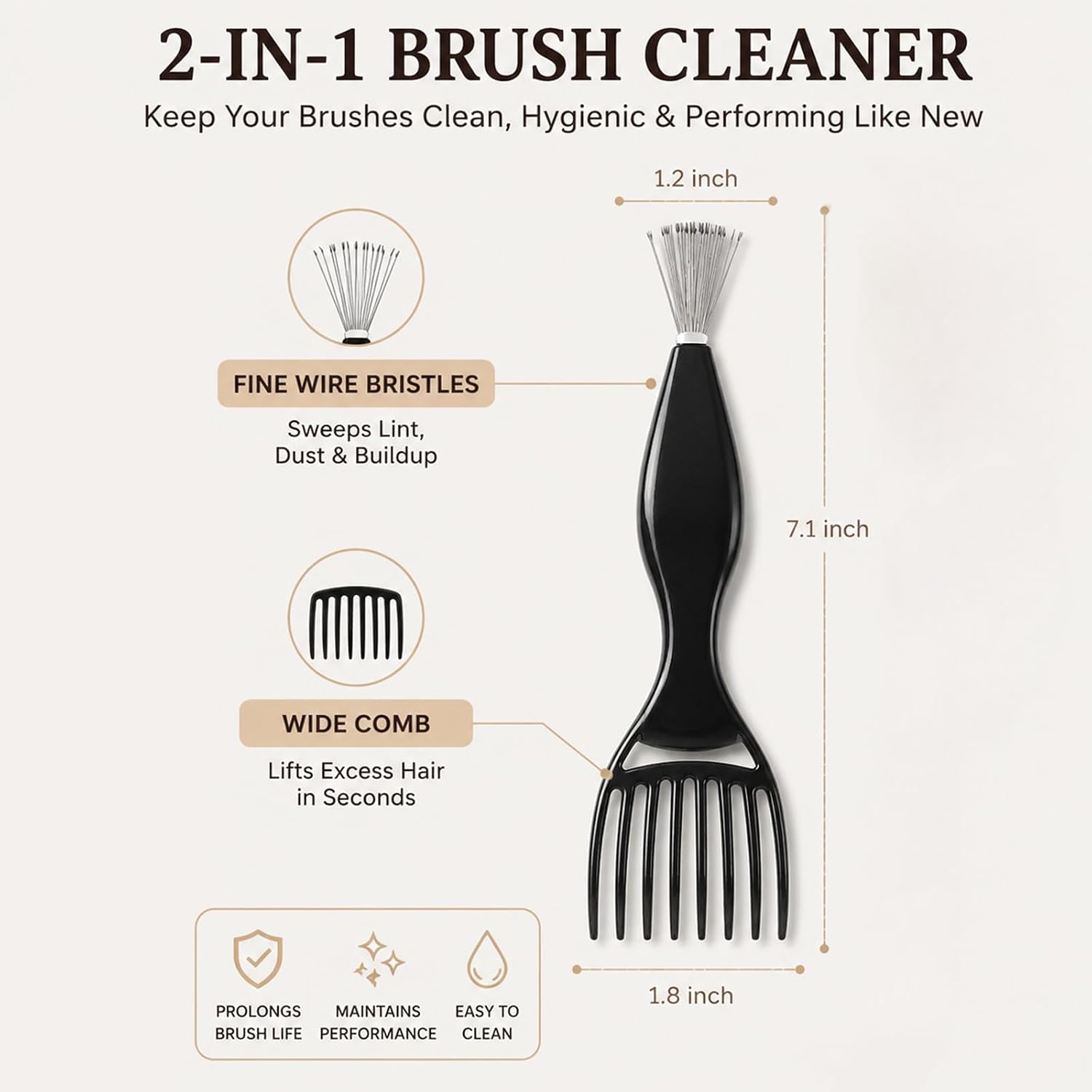 Boar Bristle Round Brush for Blowout with Dual-Edge Cleaner for Damaged & Fine Hair, 2.8' Barrel Large Round Hair Brush for Blow Drying, Natural & Loose, Add Volume & Shine for Women