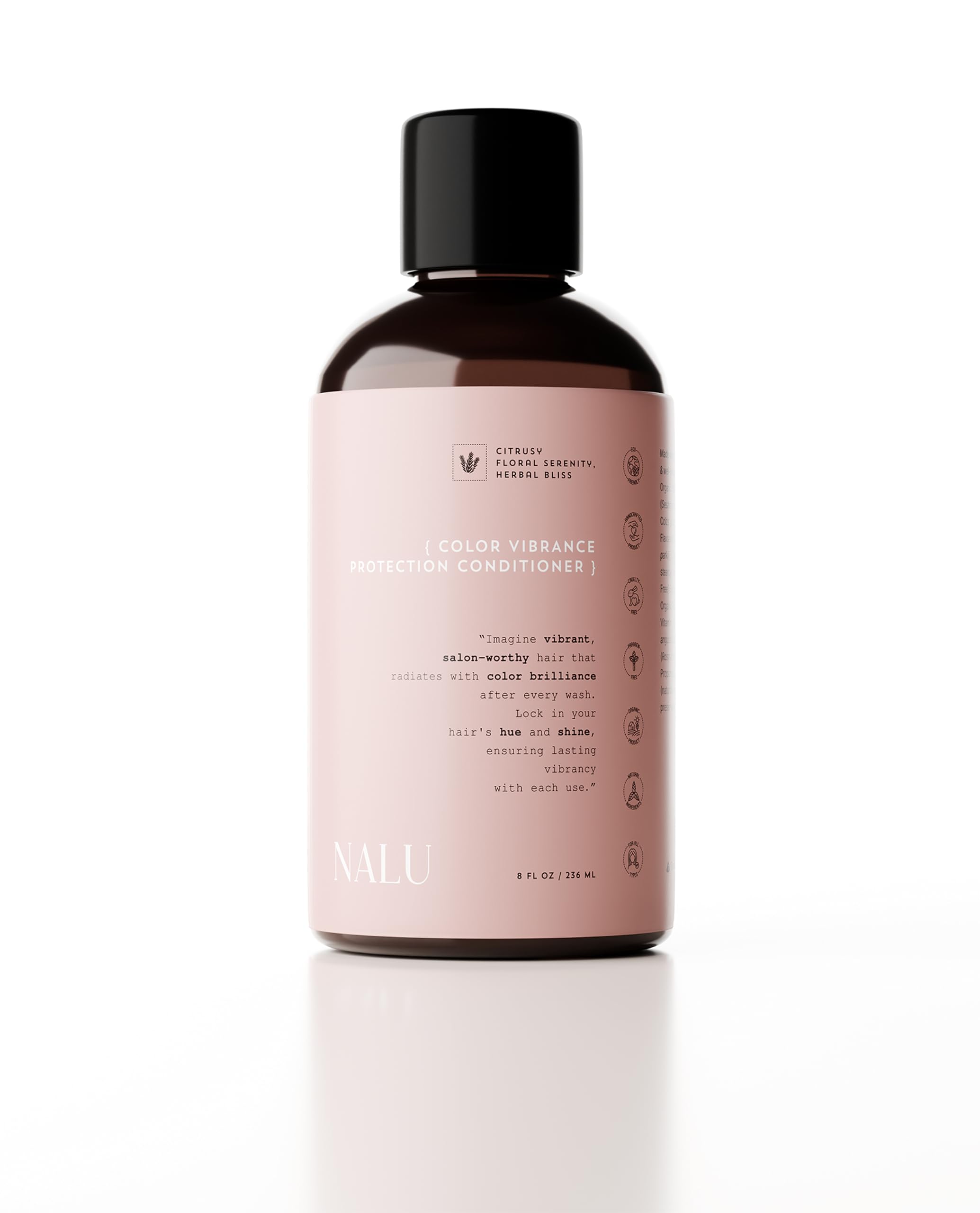 NALU Organic Color Vibrance Protection Conditiner. Deeply Hydrates and Revitalizes. Provides Color Protection & Formes a Protective Barrier Against Environmental Damafe. All Hair Types, 8 Fl Oz.