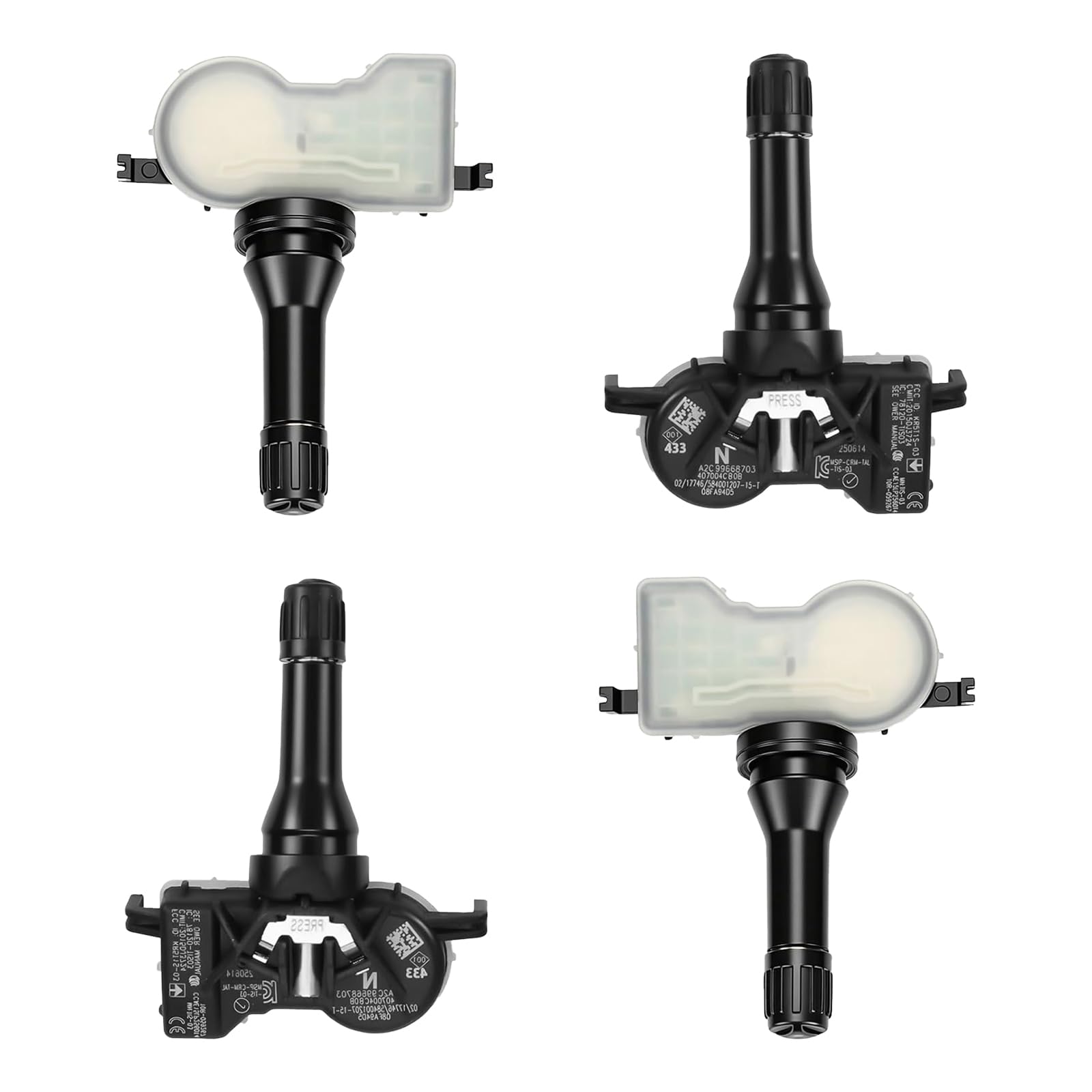 Set di 4 sensori TPMS, Adatto per Renault, monitoraggio preciso della pressione pneumatici, Compatible con Espace V, Kadjar, Megane IV, Scenic IV, Talisman, Plug & Play per 407004CB0A/407004CB0B