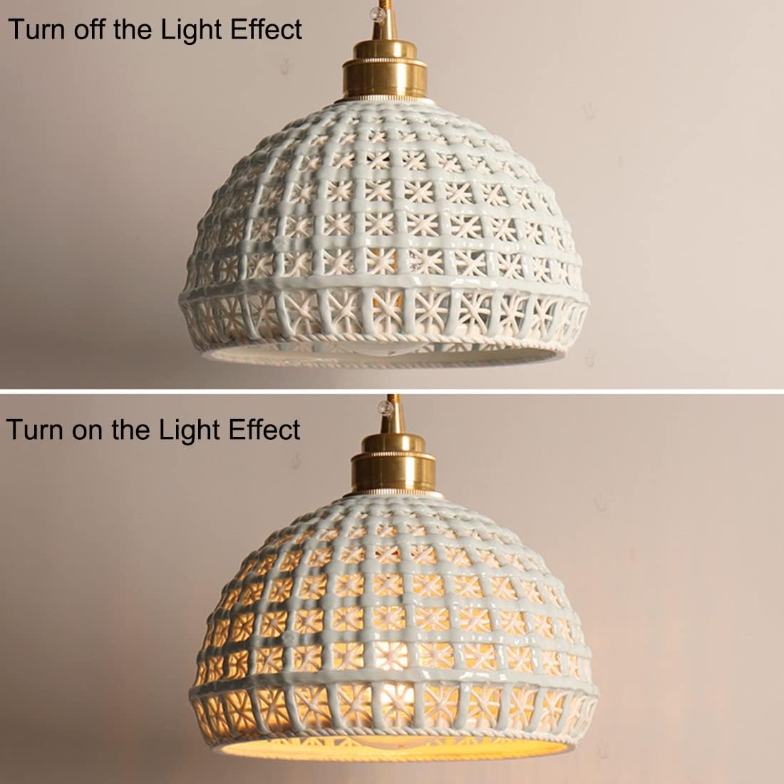 Modern Light Fixtures White Ceiling Lights with Scalloped Ceramics Shade Mid Century Brass Hanging Lamp for Kitchen Dining Room Table Bar Sink Bedroom (White) (Color : Plug/White-C