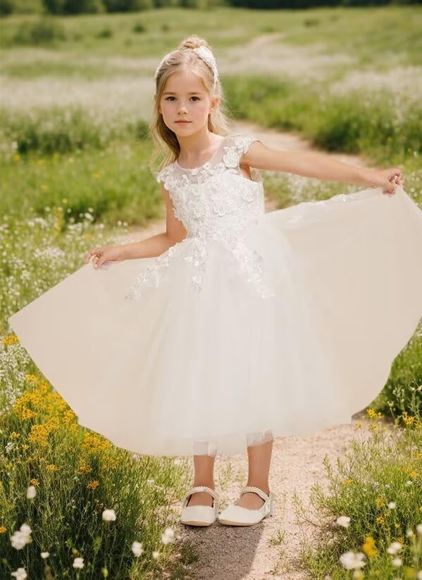 Flower Girl Dresses Lace Applique Pageant Dresses for Girls Tulle A-line Ball Gown First Communion Dresses3