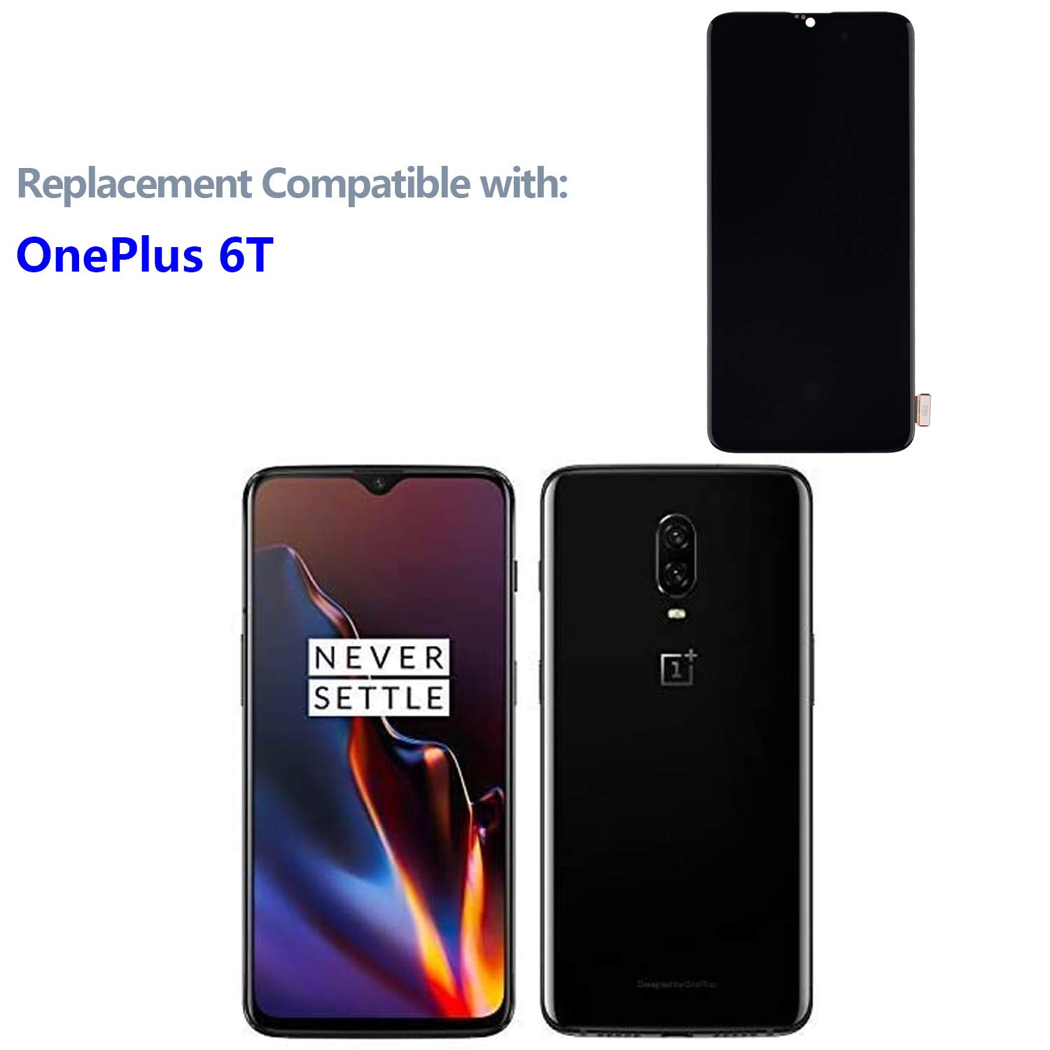 Display LCD Con Digitizer Per OnePlus 6T – Ricambio Completo Nero, Assemblaggio Touch Screen - Foto 2