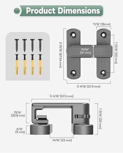 Miniatura 2 de Cerraduras ajustables para puerta de granero, pestillo de puerta corrediza de 90180 grados, pestillo de puerta de seguridad para el hogar para