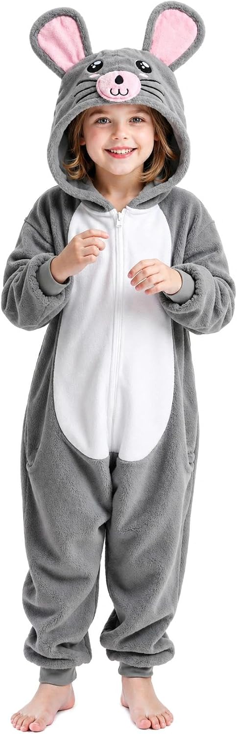 Gorkonpy Mouse Costume Kids Animal Rat Onesie Girls Boys Halloween Party Dress Up