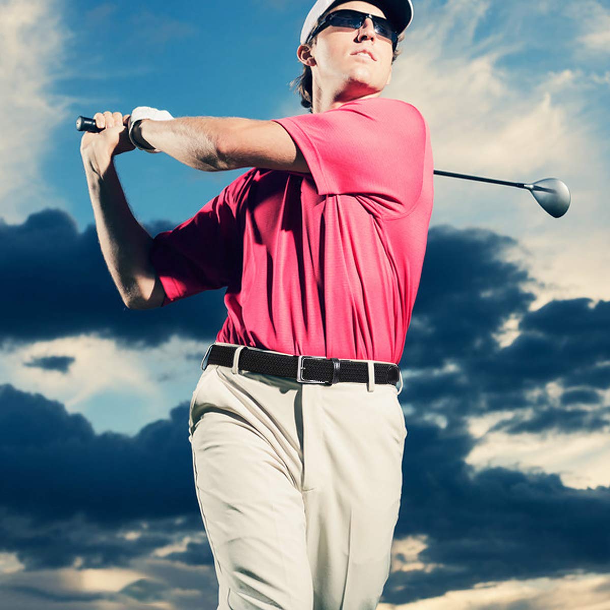 VONMELLI Cintura Elastica Uomo Intrecciata Cintura Uomo in Tessuto Cintura Elasticizzata Regolabile per Uomo e Donna Casual Cinture Da Uomo Vintage Cintura Da Golf per Jeans