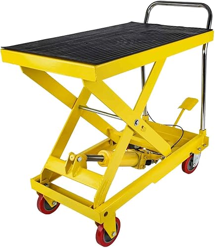 JEGS Carro elevador hidráulico, capacidad de 1100 libras, mesa elevadora de tijera ajustable de 10.5 a 31 pies de altura, mesa elevadora accionada