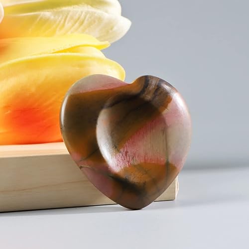 Miniatura 3 de Artistone Piedra de preocupación de corazón turquesa roja tallada a mano con bolsillo de cristal curativo para ansiedad, alivio del estrés,