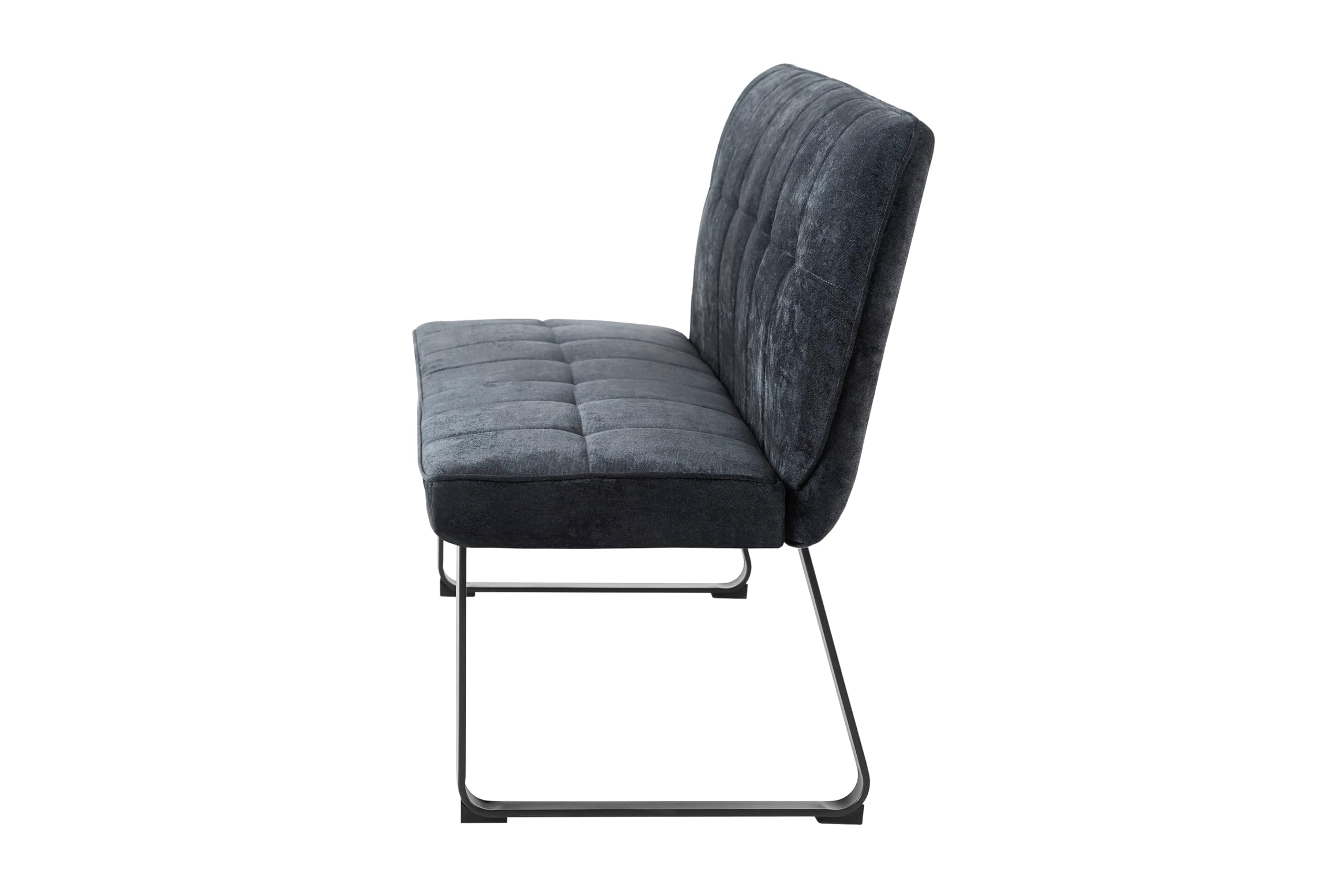byLIVING Bank TALEA, Bank mit Rückenlehne, B 140, H 92, T 59 cm | Moderne Sitzbank mit einem Webstoff-Bezug dunkelgrau, Metall Gestell schwarz pulverbeschichtet