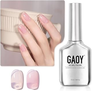 GAOY Jelly Nude Gel Nail Polish, 16ml Sheer Pink Crystal Translucent Soak Off Gel Polish, UV Light Cure for Nail Art DIY, 1642 Crystal Pink