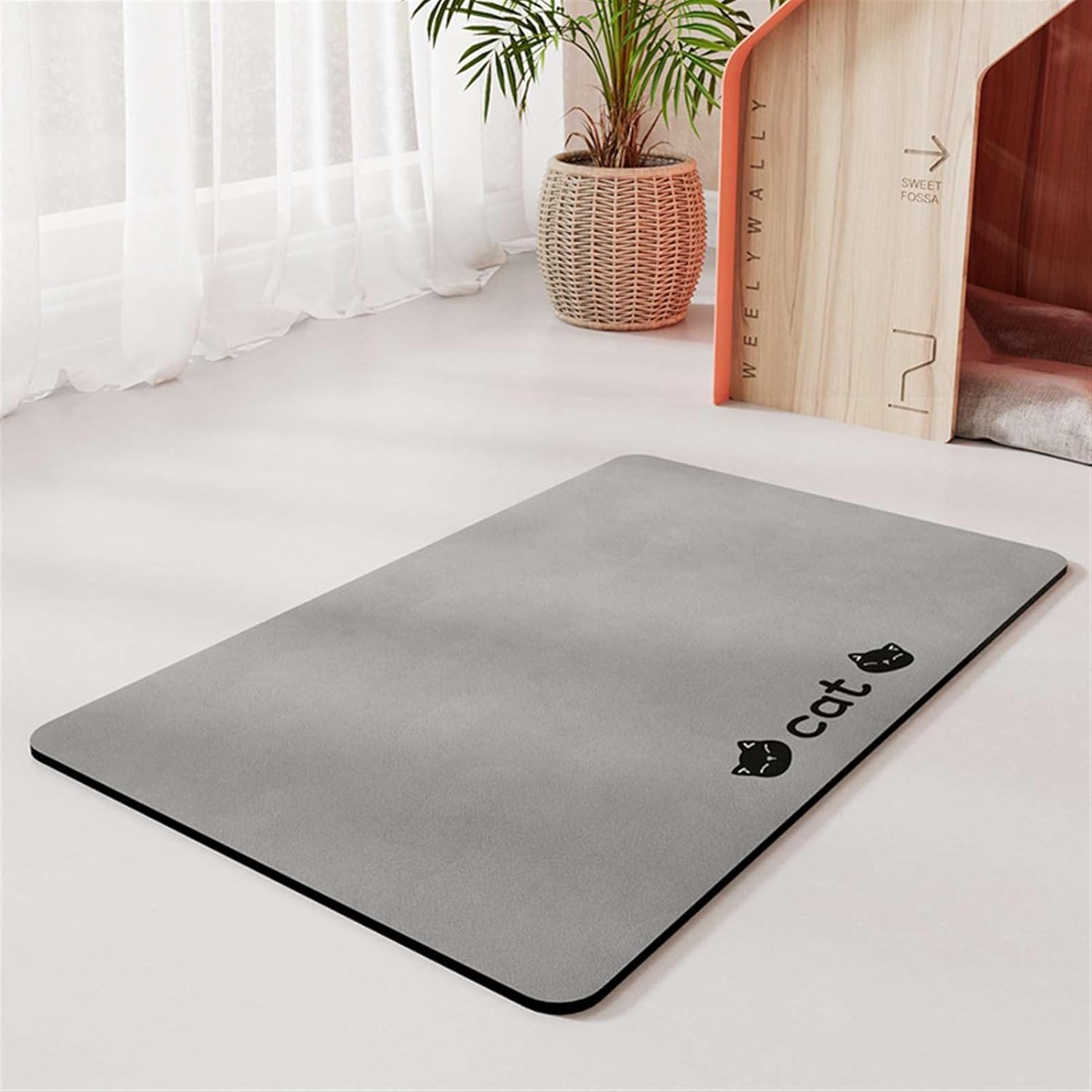 GIBZ Absorbent Dog Feeding Mat, Diatomaceous Pet Bowl Placemat for Food and Water, Anti Slip Washable Pad, for Dogs Cats, 17.7"x23.6"