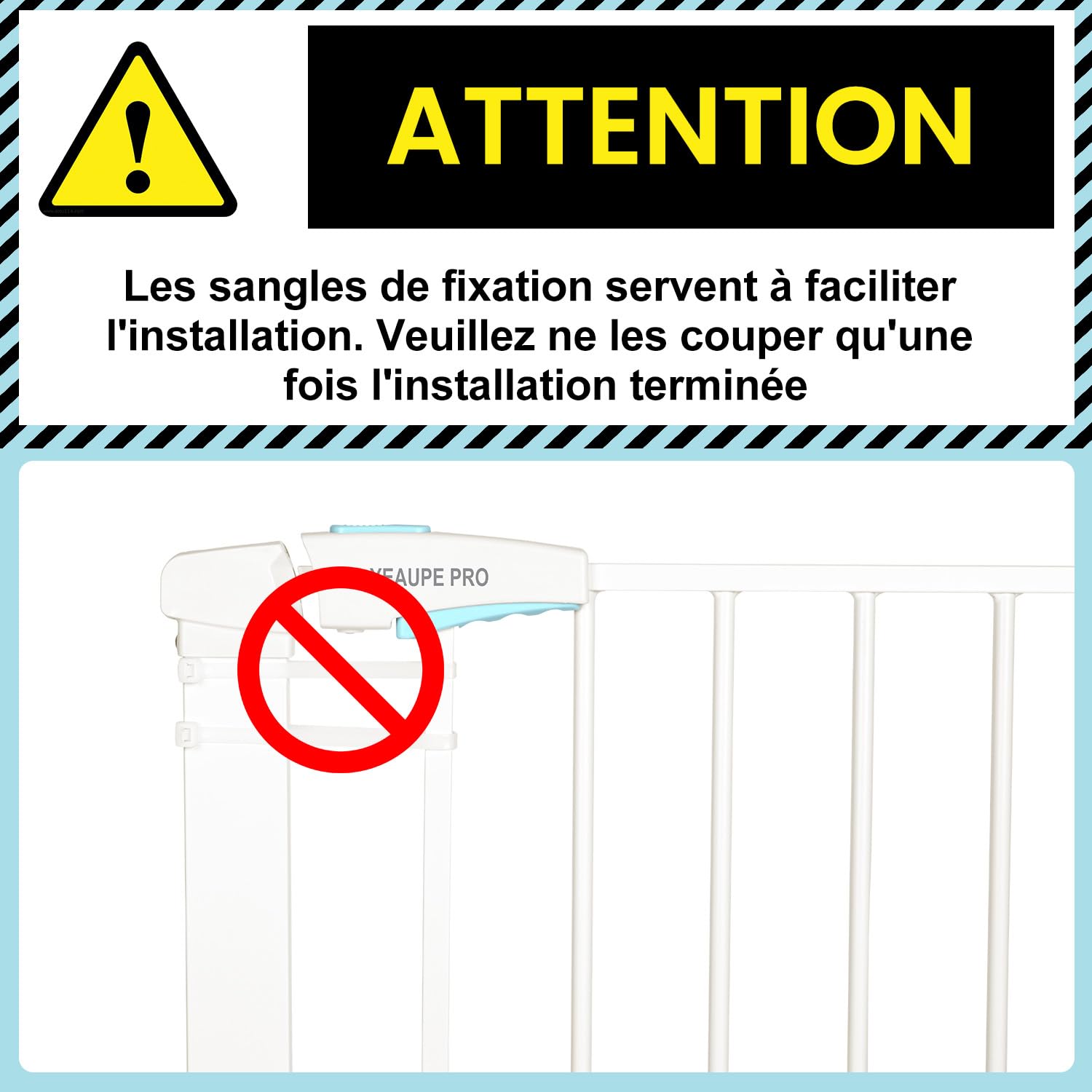 YEAUPE PRO Barrière de Sécurité Enfant 74-78 cm, Barrière Escaliers Portes Pression, Double Verrouillage, Blanc