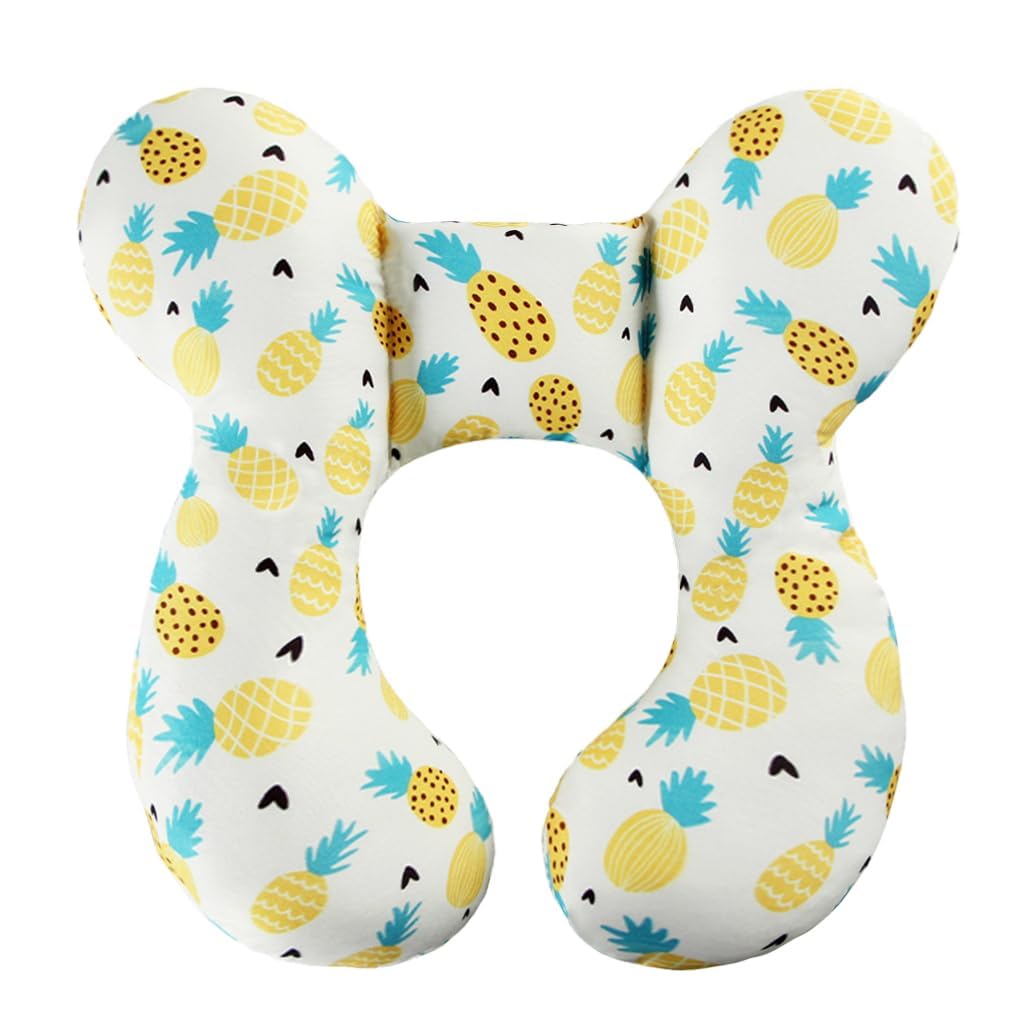 Baby Travel Pillow for Head and Neck, Upgraded Baby Support Pillow, Baby Neck Pillows for Car Seat,Pushchair,Travel (Pineapple)