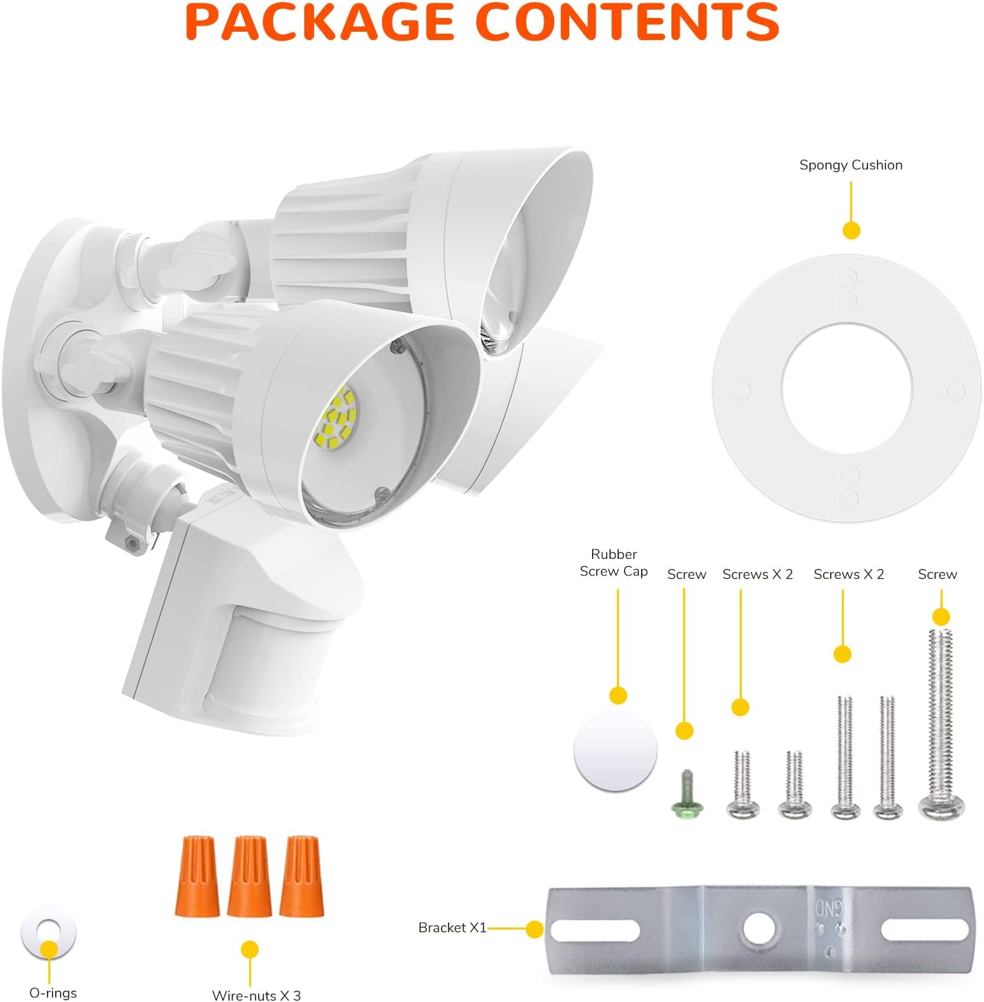 JJC 3000LM LED Security Lights Motion Sensor Flood Light Outdoor,30W(250W Equiv.),IP65 Waterproof,3000K-Warm White ETL Listed Outdoor Lighting for Garage Yard Garden Porch White (Not Solar Powered)