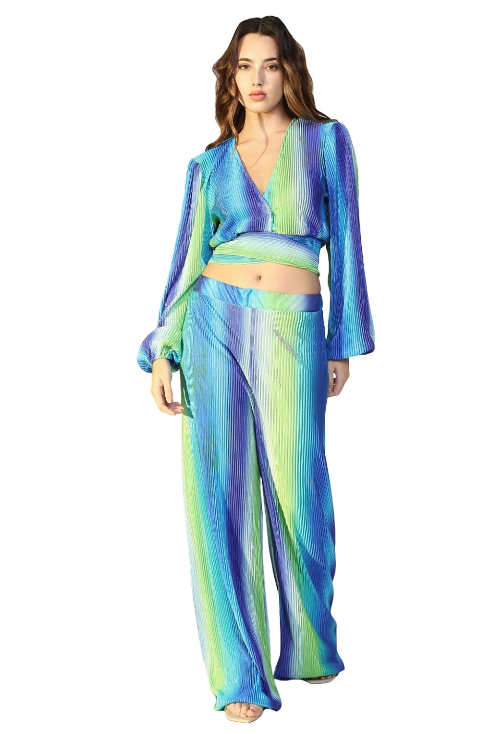 showoffff Edition Women's Blue Wrap Top Co-Ord Set With Pants-3651_Blue-P-picture-30