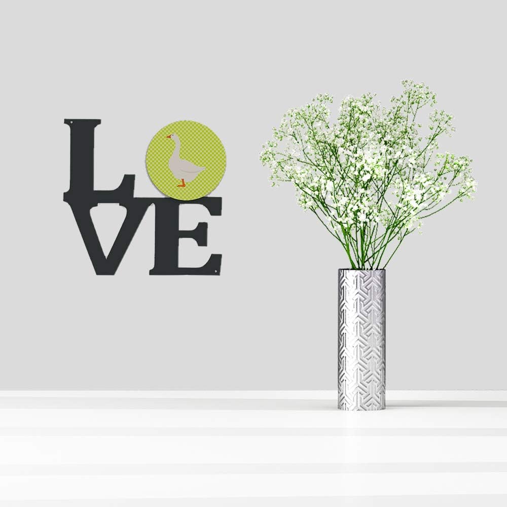 Caroline's Treasures BB7718WALV Embden Goose Green Metal Wall Artwork Love Indoor Outdoor Art Decor Patio, Bathroom, Kitchen Colorful Aluminum and Black Steel Sculpture