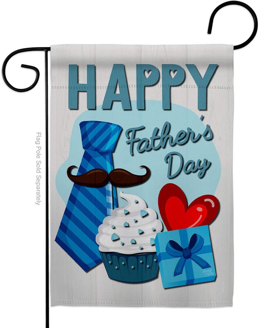 Happy Fathers Day Garden Flag Set Wall Holder Family Father Dad Daddy Papa Grandpa Best Parent Sibling Relatives Grandparent Small Decorative Gift Yard House Banner Double-Sided Made In USA 13 X 18.5
