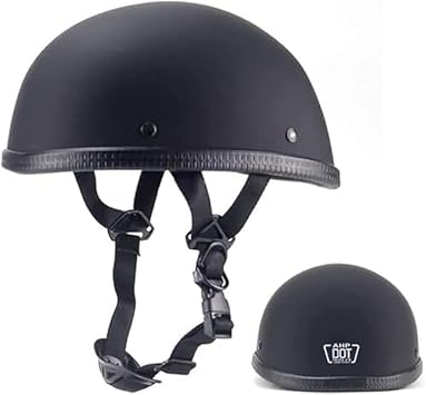 Lightweight Open Face Motorcycle Half Shell DOT Approved German Style Skull Cap Beanie Helmet,Summer Low Profile Riding Retro Helmets for Adult Men and Women