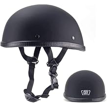 Lightweight Open Face Motorcycle Half Shell DOT Approved German Style Skull Cap Beanie Helmet,Summer Low Profile Riding Retro Helmets for Adult Men and Women