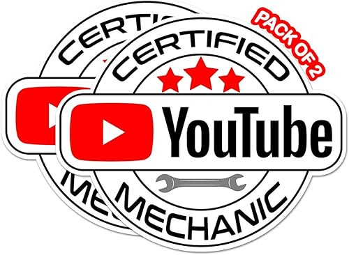 IMPERIAL VIBES Adhesivo certificado de mecánico de YouTube - Adhesivo de vinilo para automóvil, camión y camioneta- Uso en interiores y exteriores