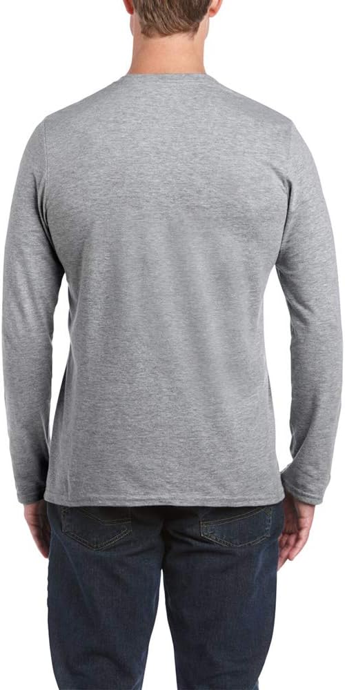 Gildan Mens Soft Style Long Sleeve T-Shirt (M) (Black) - Image 6