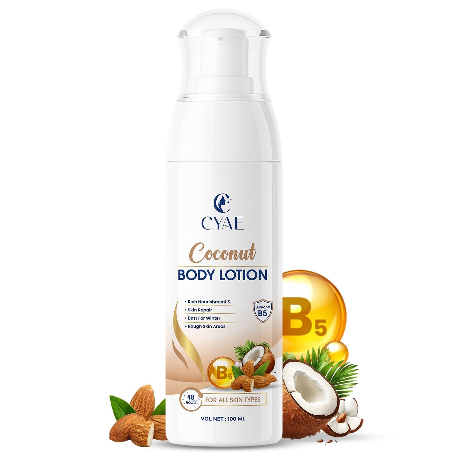 Coconut Body Lotion with Vitamin B5, Rich Nourishment and Skin Repair, 100 ml, Pack of 2