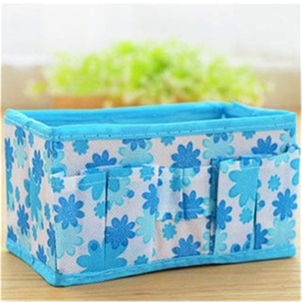 Timesuper Folding Jewelry Storage Basket Bins Desktop Makeup Organizer Container Home Decoration,Blue