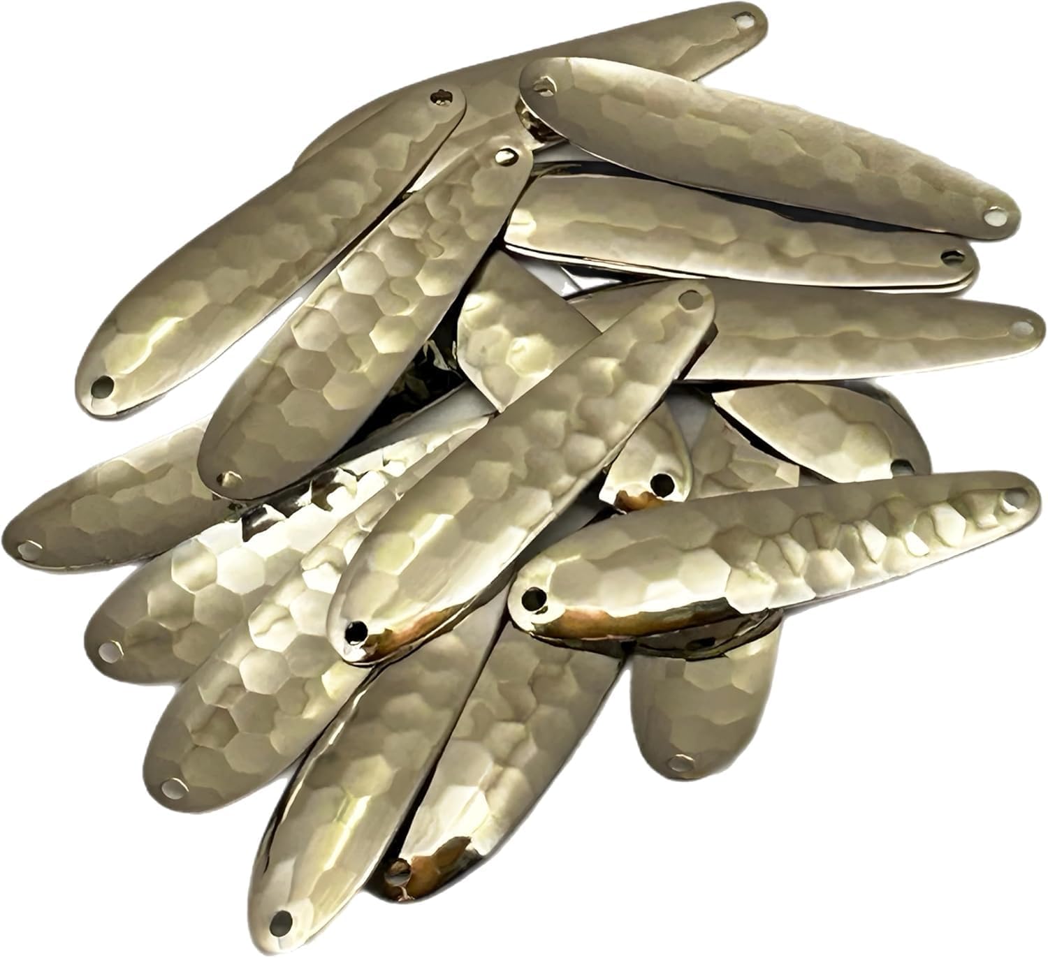 Premium Nickel Hex Trolling Spoon for DIY Lure Making Hex Flutter Spoon with a Brass Base, Nickel Finish - Made in USA - 10 Pack