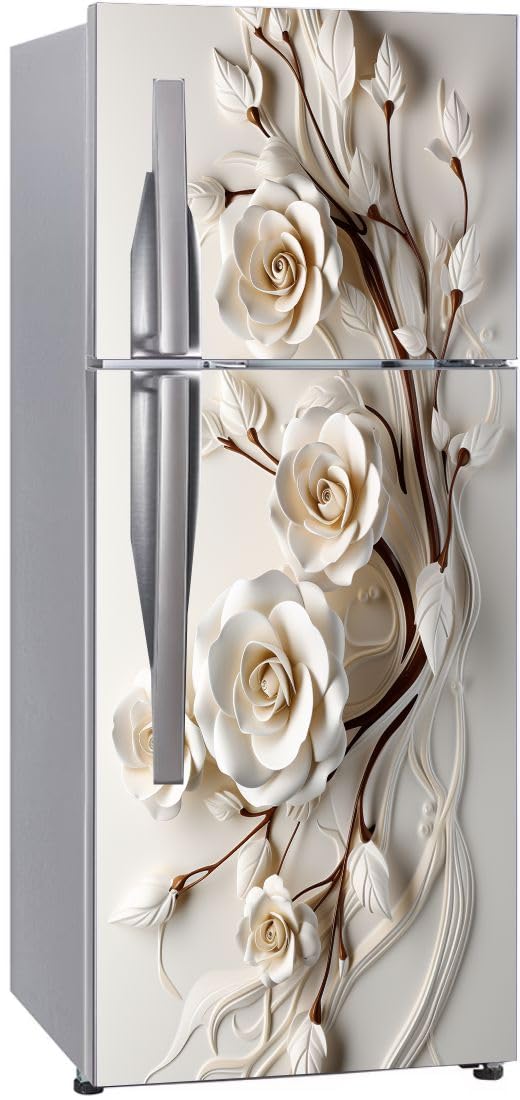 Double Door Fridge Sticker - Floral & Abstract Designs -14