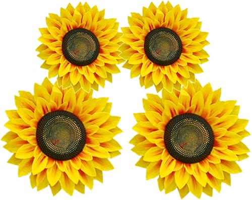 Calcomanías de pared de girasol 3D, 4 piezas de 8 pulgadas y 10 pulgadas, arte realista extraíble, decoración de girasol para jardín de infantes,