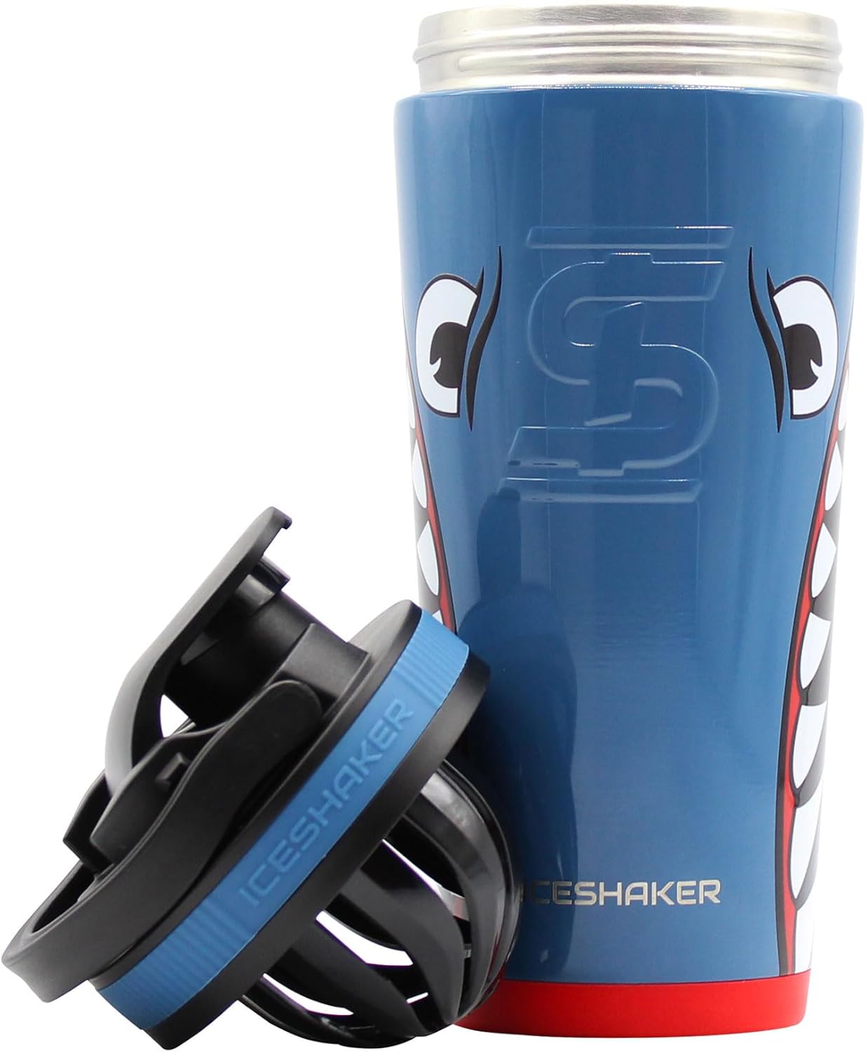IS ICESHAKER Ice Shaker 26oz Insulated Protein Shaker Bottle, WWII Warhawk Blue Bomber, Insulated Gym Water Bottle, As Seen on Shark Tank, Blue Bomber