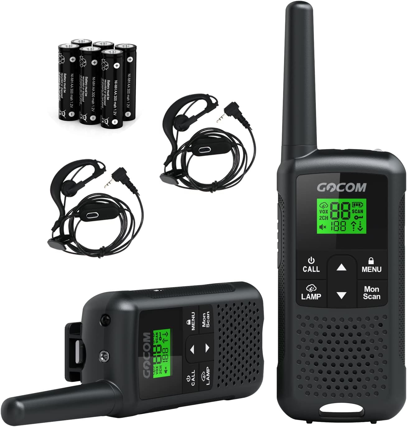 GOCOM G200 Family Radio Service (FRS) Walkie Talkies for Adults, Long Range Two Way Radios Rechargeable 22 CH NOAA VOX Scan Flashlight Frequency Range:462.55-462.725MHz,467.5625-467.7125MHz UHF