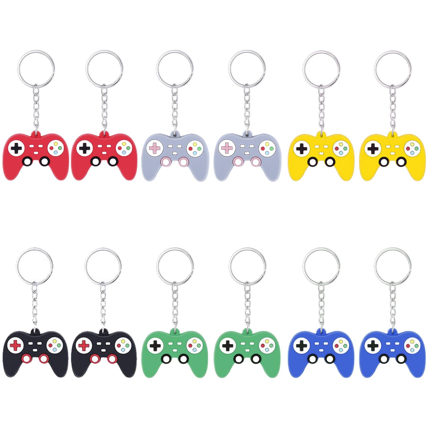 Wellrun Unisex Multicolor 12Pcs Game Controller Keyrings, Pvc Retro Game Handle Pendant Keychains,Stylish Video Gaming Charms For Birthday Party Favours,Bag Backpack Accessories,Classroom Rewards