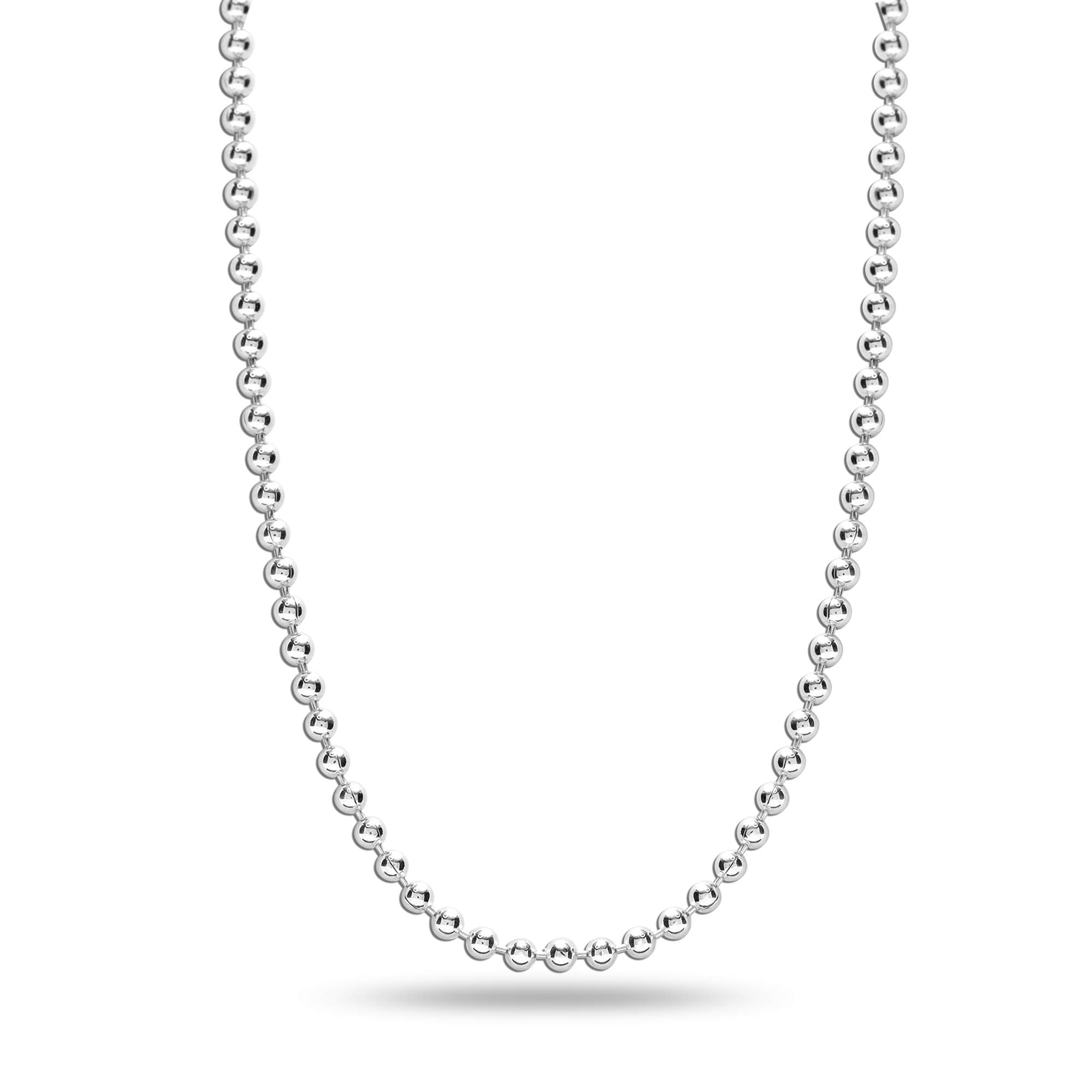 LeCalla Links 925 Sterling Silver Italian Jewelry Trendy Gift 1.2 MM, 1.50 MM, 2 MM, 3 MM Ball Chain Necklace for Teen Women and Men with Lobster Clasp (16, 18, 20, 22, 24 Inches