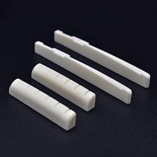 Acoustic Guitar Bridge Saddles, Guitar Nuts, Fit for 74mm Bridge Slot, 43mm Neck Slot, Pure Complete Bone, Ivory Color, 2 Set