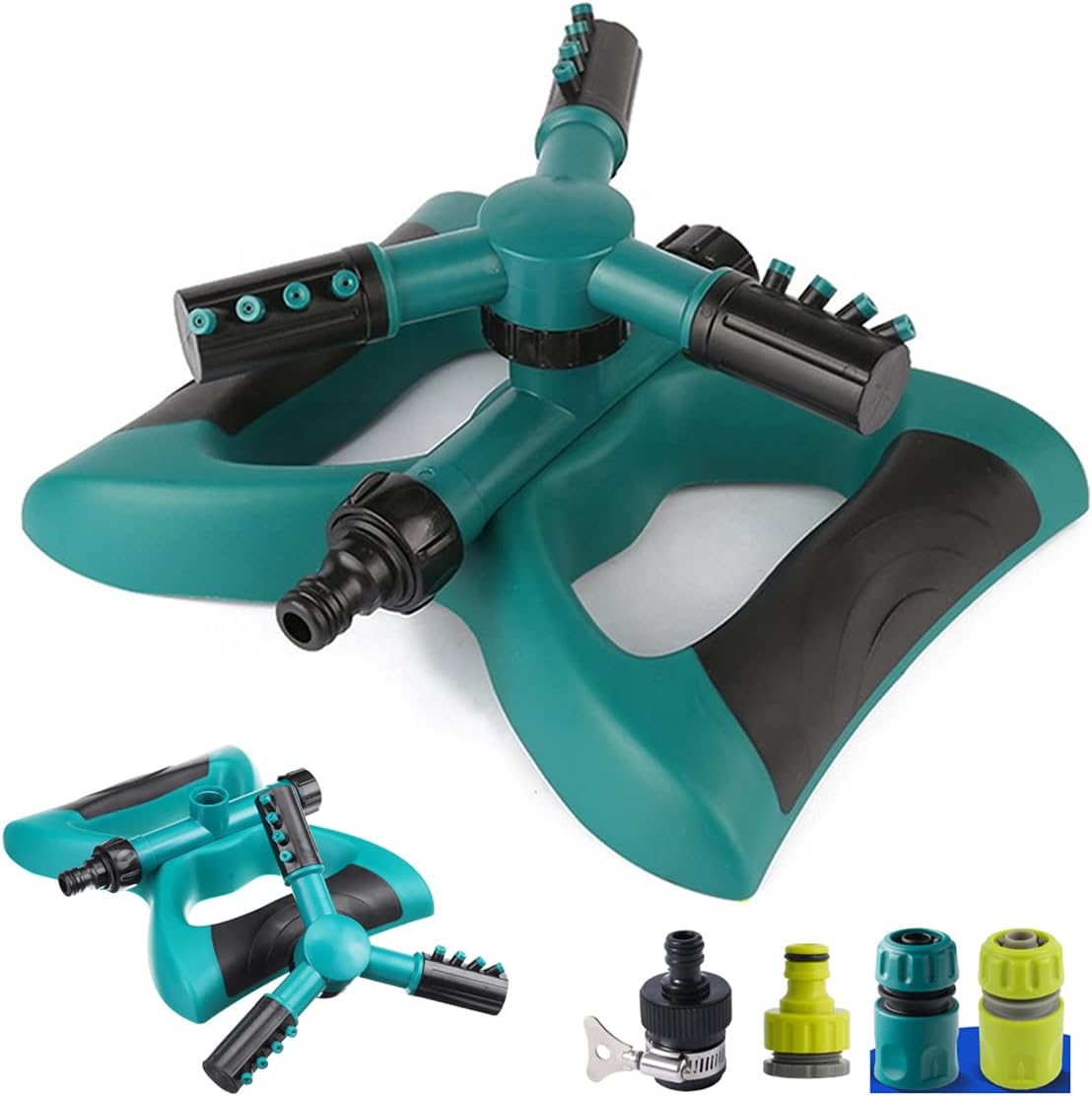 Lawn Sprinkler Adjustable Angle Yard Garden Sprinkler ,Automatic Rotating Large Area Swing Lrrigation System，Simulated Rainfall Sprayer，with 4 Connectors : Patio, Lawn & Garden