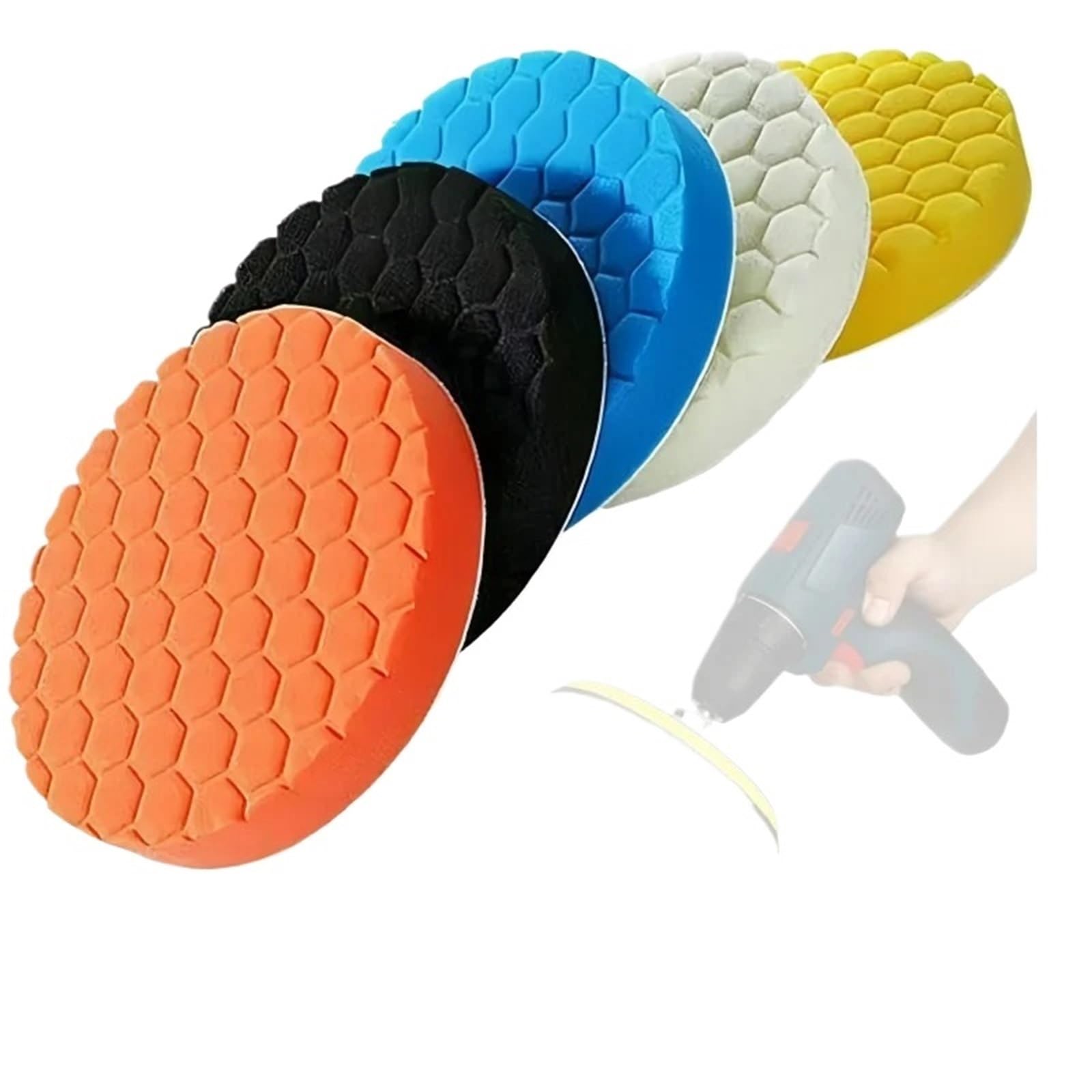 Kit de polissage de voiture 5 pièces - Éponge de polissage autocollante pour métal, verre, pierre (17,8 cm)