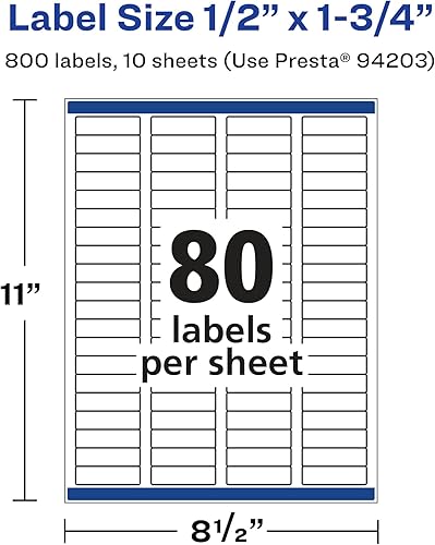 Vista 5 de Avery Durable Waterproof Rectangle Labels, Sure Feed Technology, 0.5" x 1.75", 800 Total, Oil and Tear-Resistant, Waterproof, Laser/Pigment-Based
