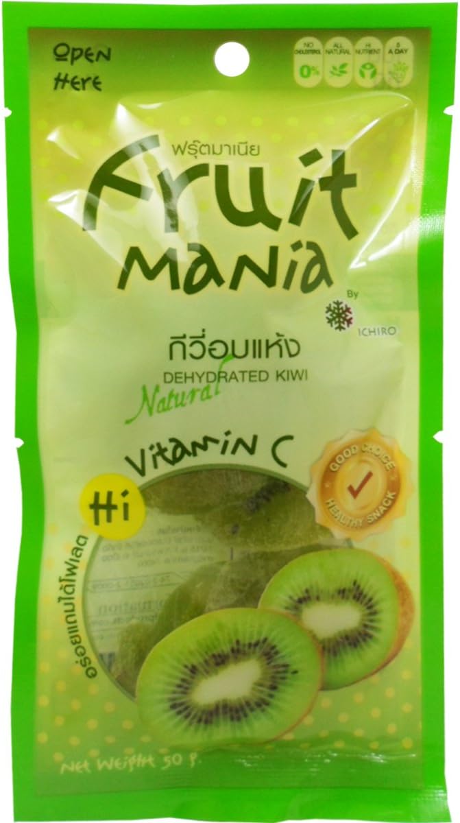 Dehydrated Kiwi Health Snack Natural Fruit High Vitamin C Net Wt 50 G (1.76 Oz.) Fruit Mania Brand X 5 Bags