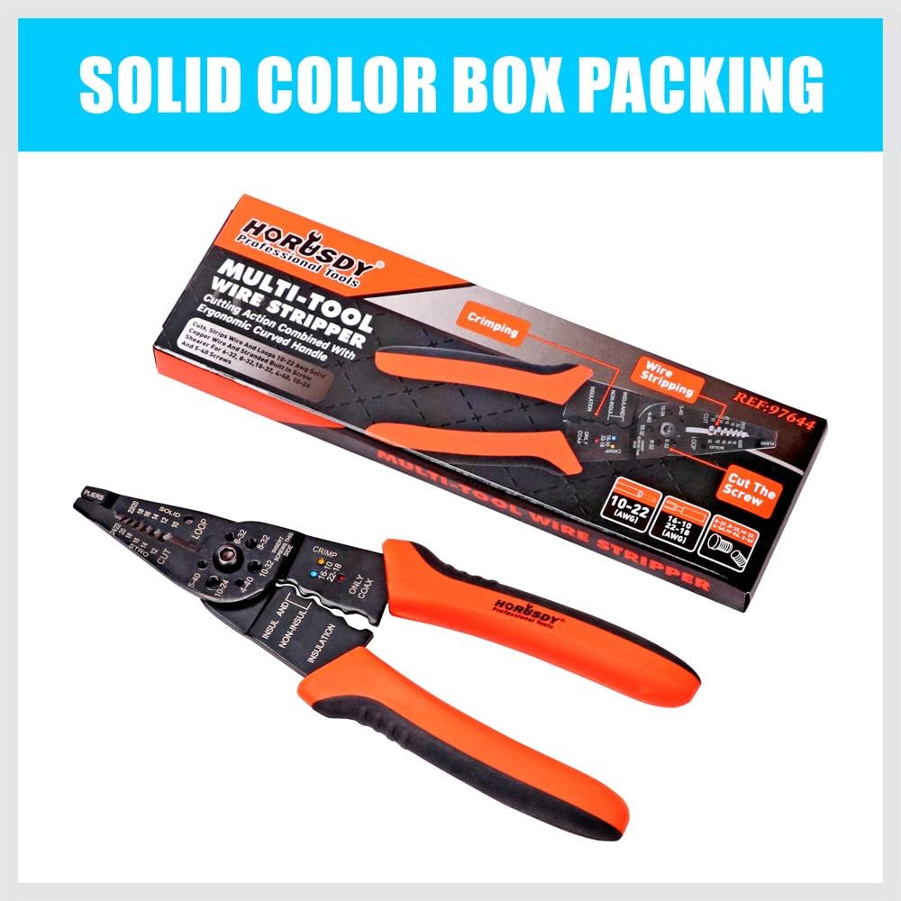 HORUSDY Wire Stripping Tool, Wire Cutter, 8-Inch Wire Stripper, Professional crimping tool