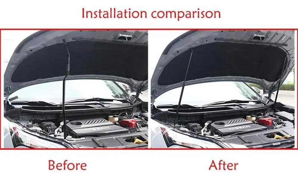 Molle Gas Barra di Supporto Ammortizzatori A Gas per Cofano per Nissan X-Trail T33 | Ammortizzatore Idraulico, Costruzione In Acciaio Robusto, Resistente Alla Corrosione