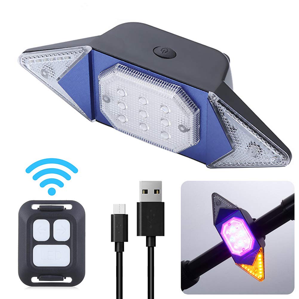 WASAGA Indicatore di direzione per Bici con Telecomando Wireless, Fanale Posteriore per Bicicletta con Segnale di svolta, 5 luci stroboscopiche