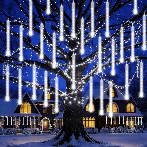 Feebee Weihnachtsbeleuchtung Außen, 50cm Meteorschauer Regen Lichter 8 Röhren 288 LEDs Wasserdichte Lichterkette für Dekoration Weihnachten Halloween...
