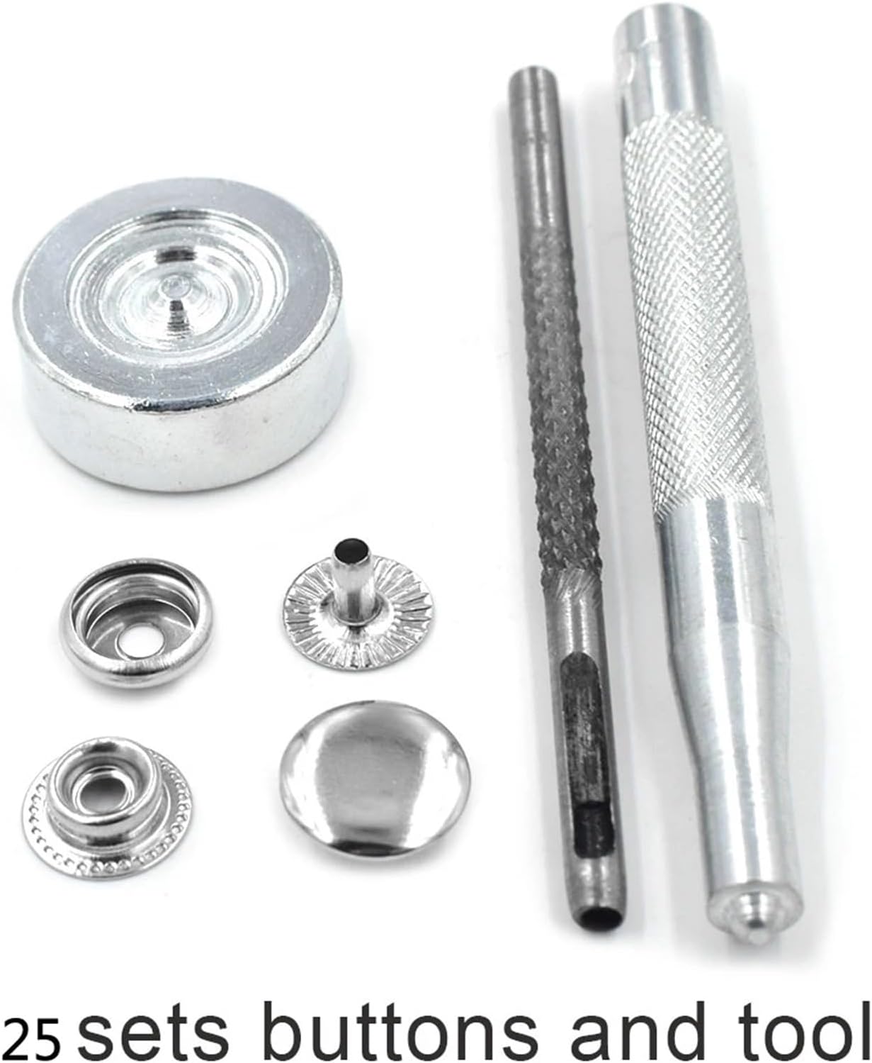 Snap Button Kit 100pcs Stainless Steel Canvas Snap Fastener Kit with Tools, Used for Boat Cover, Sewing Leather