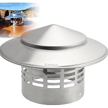 Cone Chimney Cap, 3" 4" 6.3" 7.9" 8.7" Round Roof Rain Chimney Cover Fireplace Wood Stove Pipe Rain Caps Fireplace Exhaust Roof Vent Covers Guard- Stainless Steel100mm4inch
