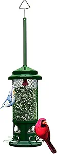 Squirrel Buster Standard Squirrel-proof Bird Feeder w/4 Metal Perches, 1.3-pound Seed Capacity, garden green