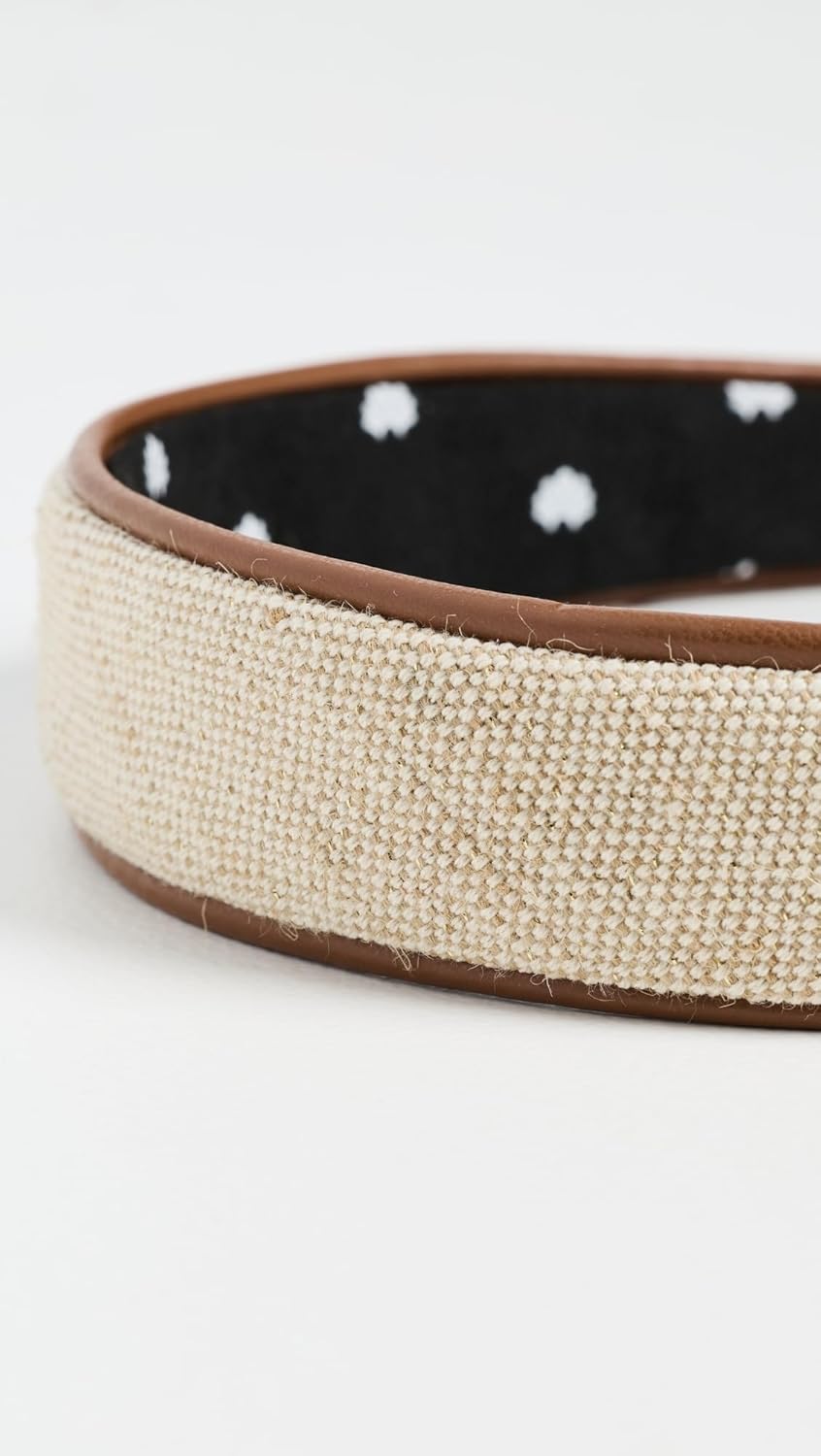 Lele Sadoughi Women's Bessette Faux Leather Trim Headband, Natural Canvas, One Size