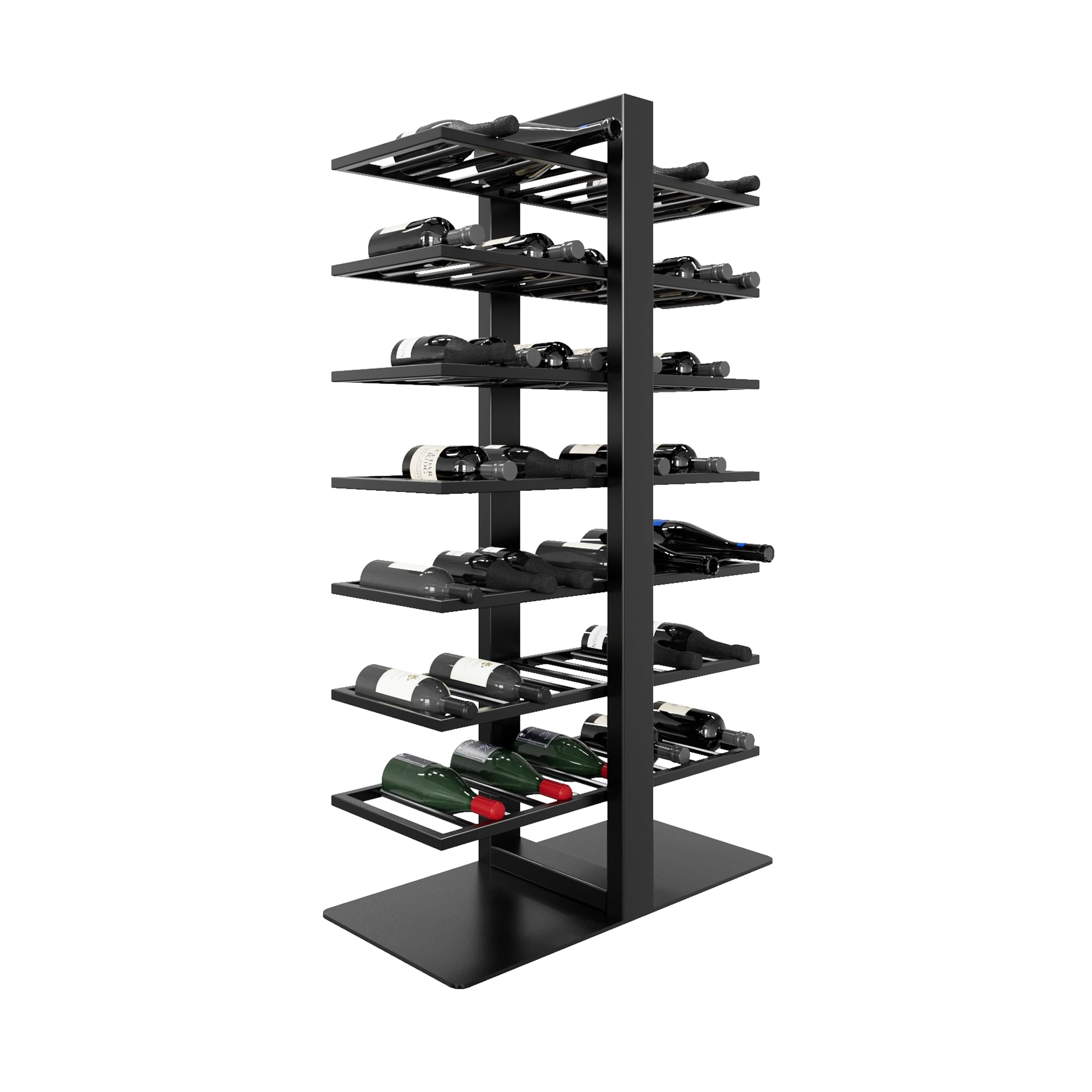Étagère à Vin Métal Noir 70 Bouteilles, Casier à Vin Industriel Stable, Range Bouteilles Grande Capacité, Meuble de Stockage Robuste pour Cuisine, Cave ou Bar – 140x80x30 cm