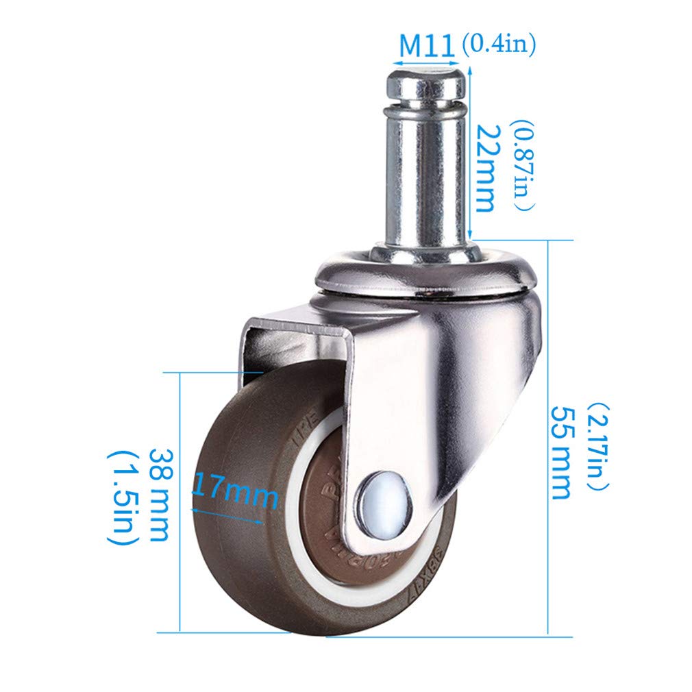 Lenkrollen, Lenkrollen for Bürostühle, 360-Grad-Schwenkrollen, 38 mm 50 mm Gummi-Möbelrollen, Rollen for Babybetten, Drehstuhl, rollt sanft und geräuschlos, 5er-Set (Gewindestange, 3,8 cm) ( Color : C