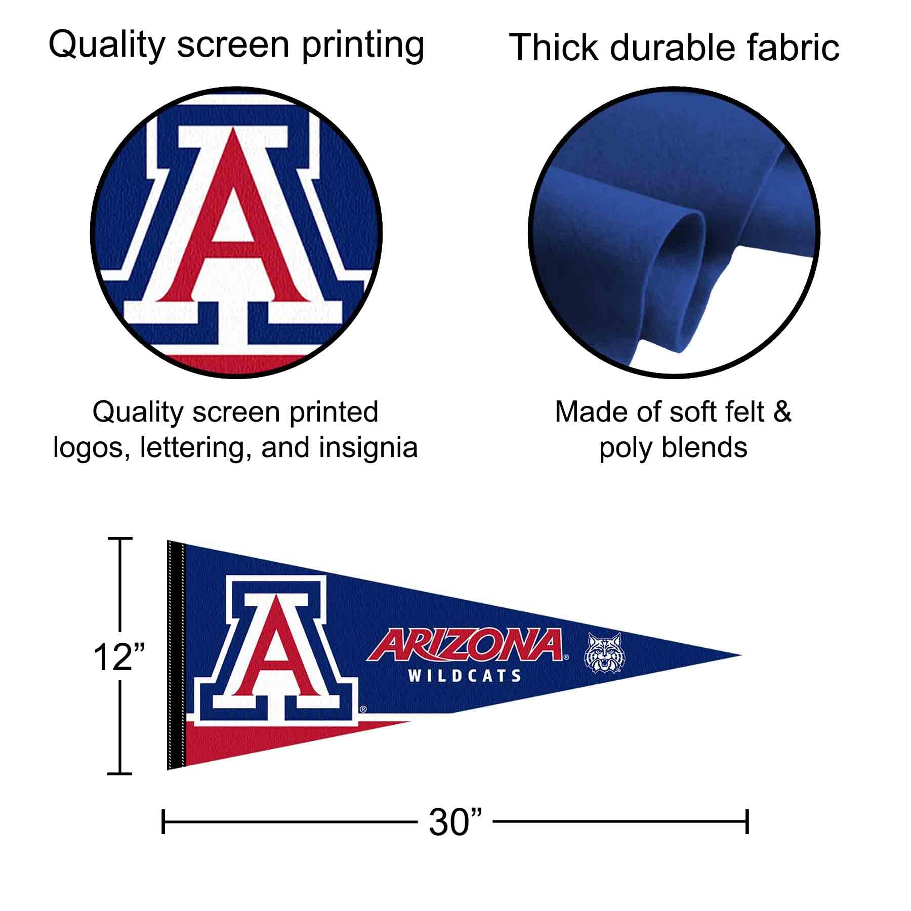 Arizona Wildcats Pennant Flag With Wall Mount Pads – 12x30 Inch Felt Banner, Officially Licensed - View #2